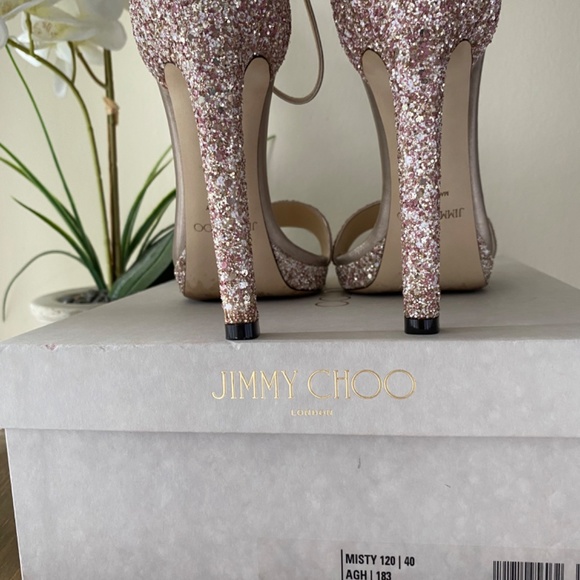Jimmy Choo - Misty 120 Coarse Pink Glitter Sandal - Picture 4 of 6